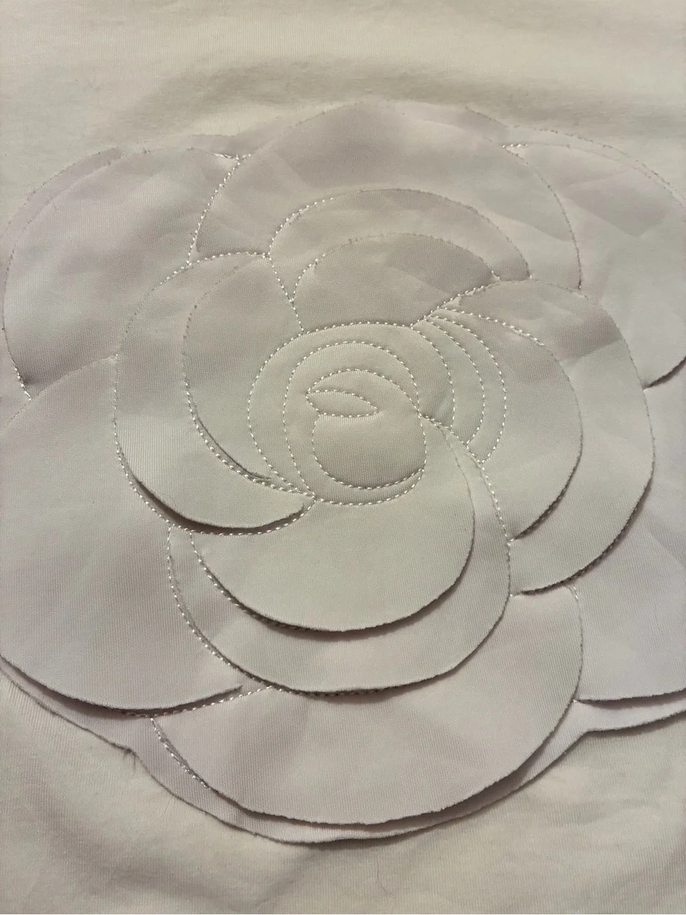 Chanel White Camellia 3D Patchwork Cotton T-Shirt